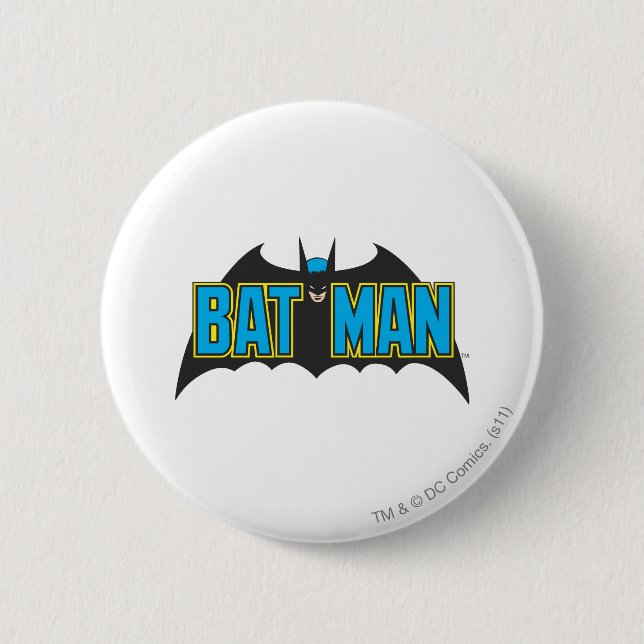 Batman | Vintages Blue Black Logo Button (Vorderseite)