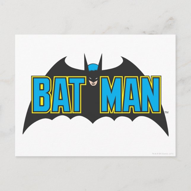 Batman | Vintages Blue Black Logo Postkarte (Vorderseite)