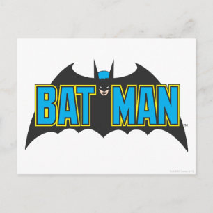 Batman   Vintages Blue Black Logo Postkarte
