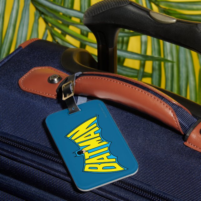 Batman | Vintages Gelbblau-Logo Gepäckanhänger (Vorderseite Insitu 1)