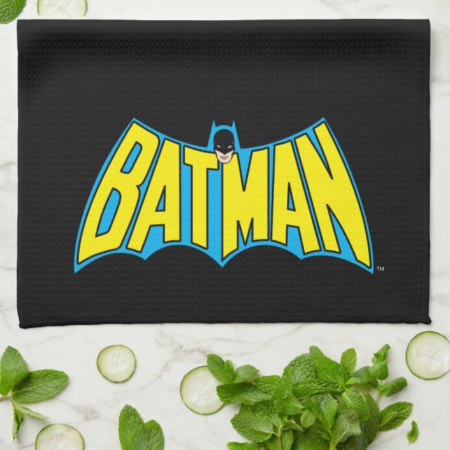 Batman | Vintages Gelbblau-Logo Geschirrtuch (Gefaltet)