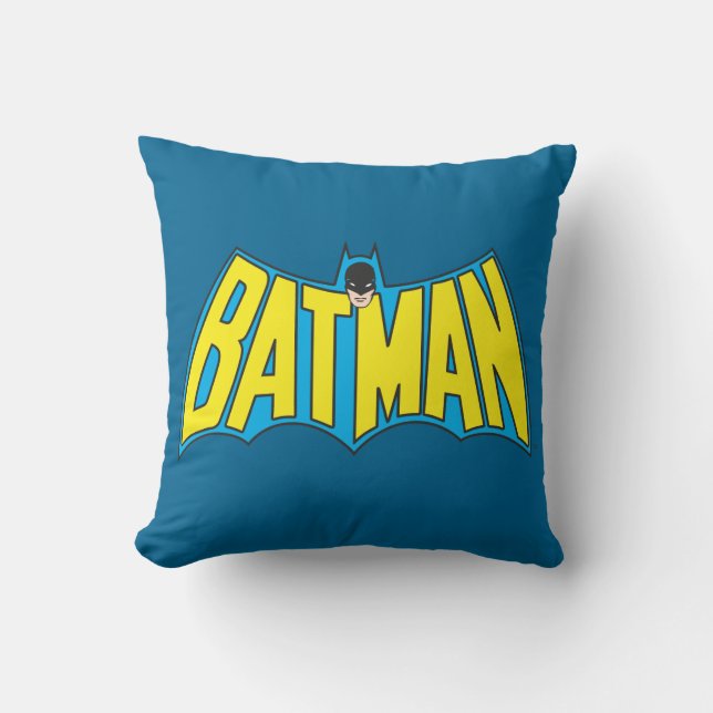 Batman | Vintages Gelbblau-Logo Kissen (Vorderseite)