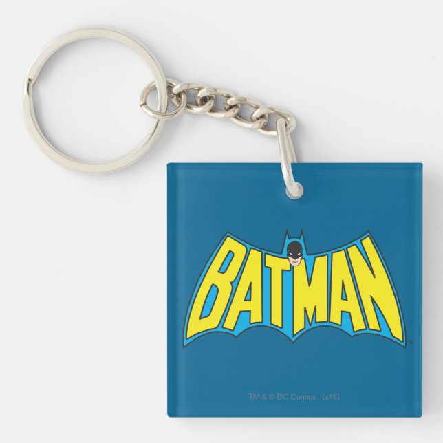 Batman | Vintages Gelbblau-Logo Schlüsselanhänger (Vorderseite)