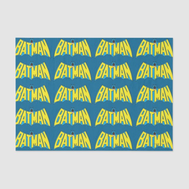 Batman | Vintages Gelbblau-Logo Seidenpapier (Vorderseite)