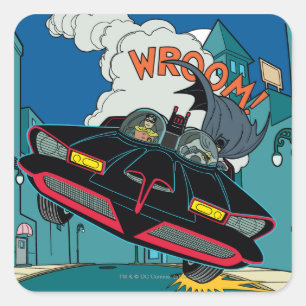 Batmobile Wroom! Quadratischer Aufkleber