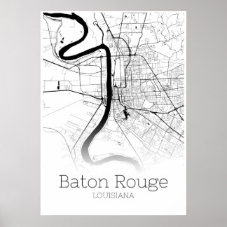 Baton Rouge Karte - Louisiana - City Map Poster