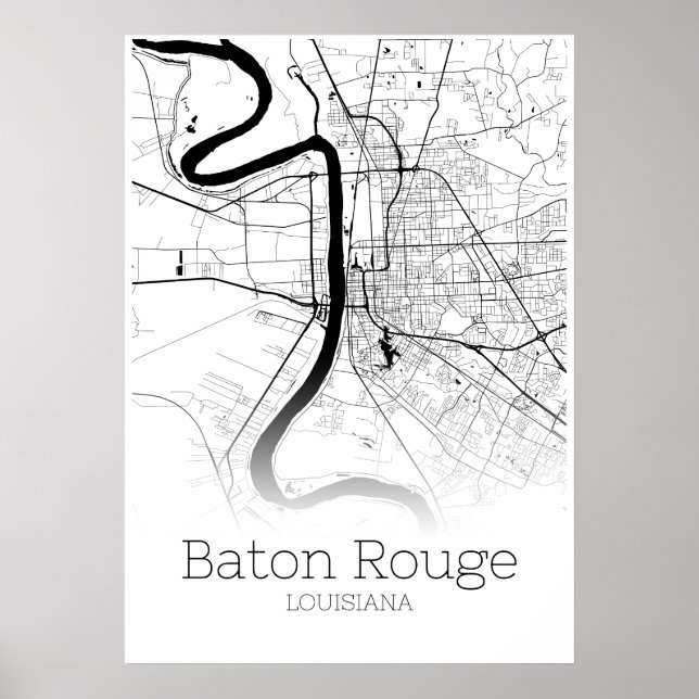 Baton Rouge Karte - Louisiana - City Map Poster (Vorne)