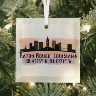 Baton Rouge LA City Skyline Glass Ornament Aus Glas