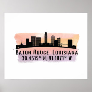 Baton Rouge LA City Skyline Poster