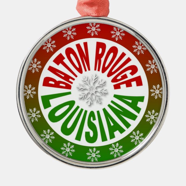 Baton Rouge Louisiana Rot-Grün-Ornament Ornament Aus Metall (Vorne)