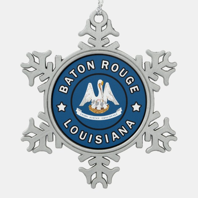 Baton Rouge Louisiana Schneeflocken Zinn-Ornament (Vorderseite)