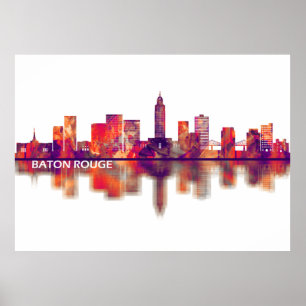 Baton Rouge Louisiana Skyline Poster