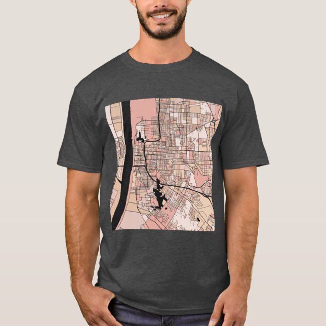 Baton Rouge Map Muster in weichen rosa Pasten T-Shirt (Vorderseite)