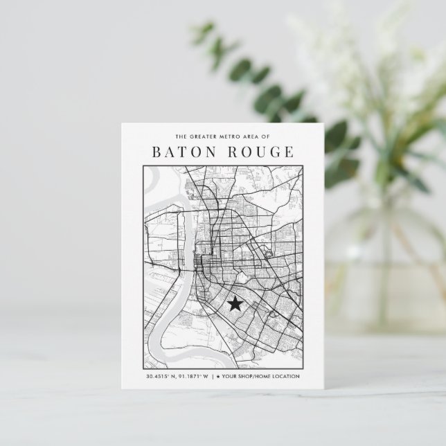 Baton Rouge Stadtplan + Ihr Ortskennzeichen Postkarte (Stehend Vorderseite)