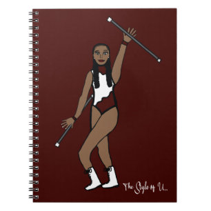 Baton Twirler White Burgundy Akzent B Notizblock