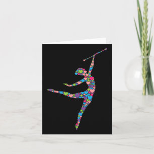 Baton Twirling Girl - Silhouette Dancing Twirler m Karte