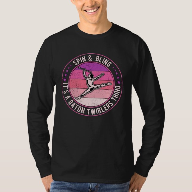Baton Twirling Majorette Spin & Bling T-Shirt (Vorderseite)