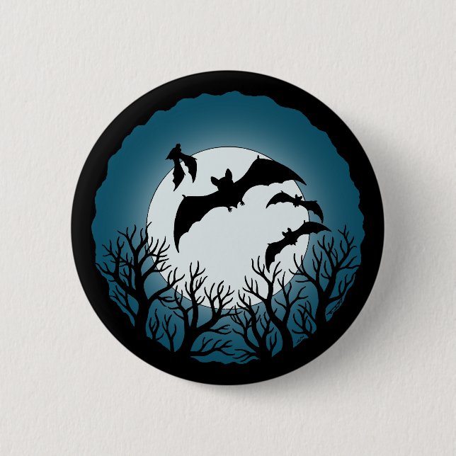 Bats and Trees Against the Moon Button (Vorderseite)