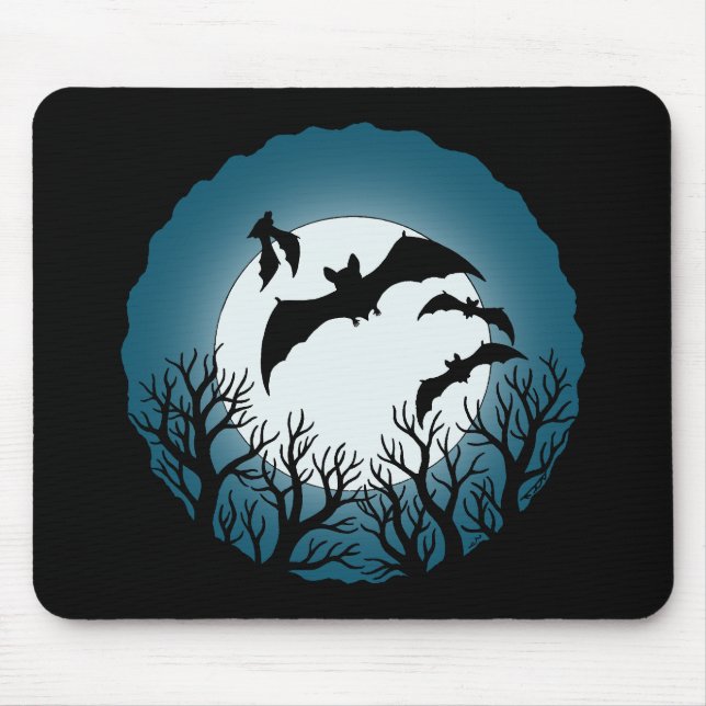Bats and Trees Against the Moon Mousepad (Vorne)