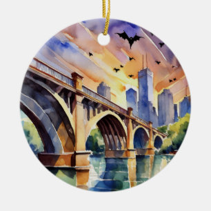 Bats Congress Avenue Bridge Austin Keramik Ornament
