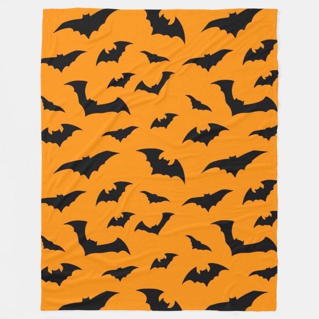 Bats Everywhere Orange Halloween Plush Fleecedecke (Vorderseite)