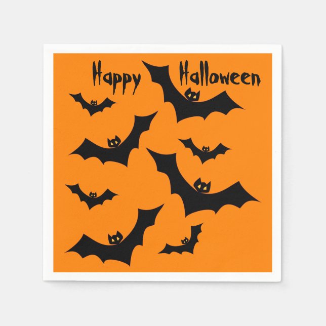 Bats Happy Halloween Party Serviette (Vorderseite)
