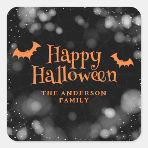 Bats Happy Halloween Quadratischer Aufkleber