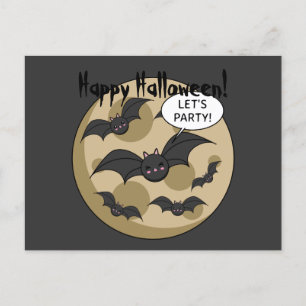 Bats Having Party on Full Moon Feiertagspostkarte