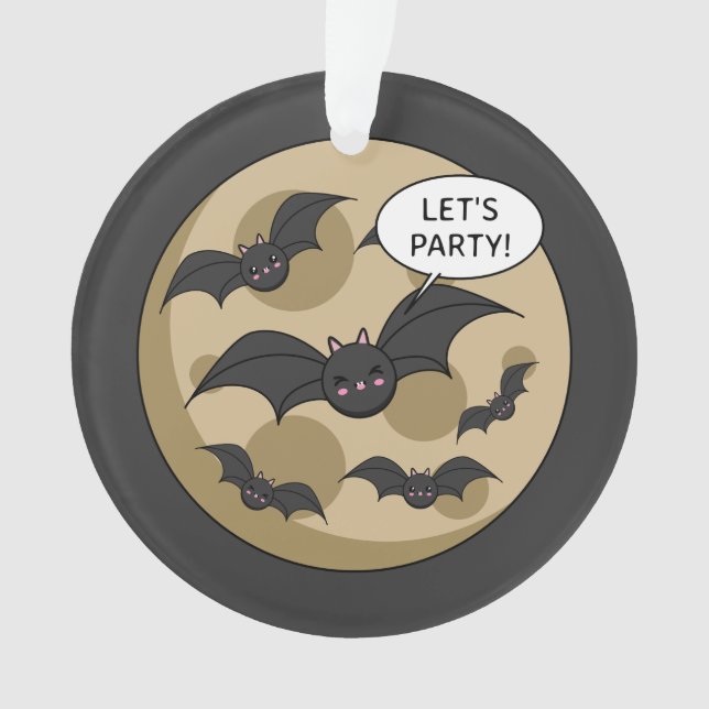 Bats Having Party on Full Moon Ornament (Vorderseite)