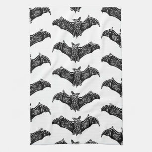 Bats in Flight in Black and White Geschirrtuch