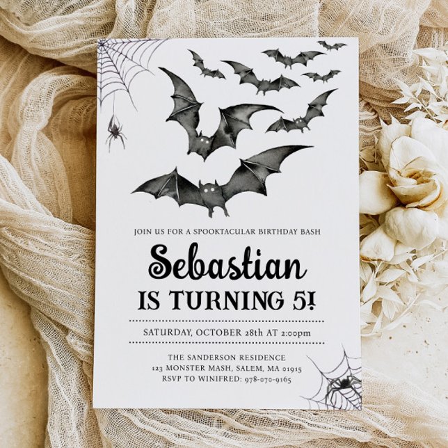 Bats Spooky Halloween Geburtstagsparty Einladung (Von Creator hochgeladen)