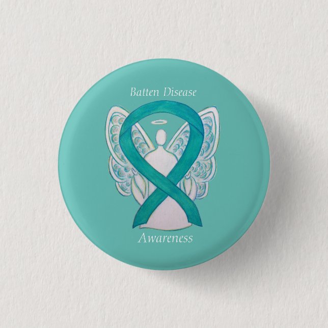 Batten Disease Awareness Angel Ribbon Art Button (Vorderseite)