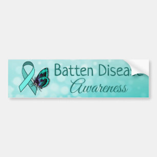 Batten Disease Awareness Aquamarin Butterfly Ribbo Autoaufkleber