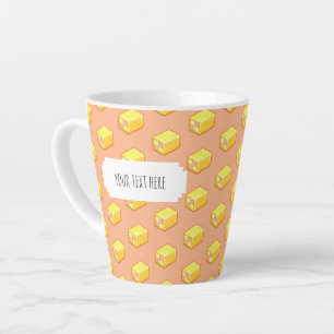Battenberg-Kuchen Rosa & Gelbes Pixel-Art-Muster Milchtasse