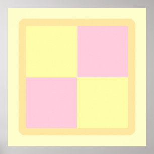Battenburg Cake. Rosa und Gelb. Poster