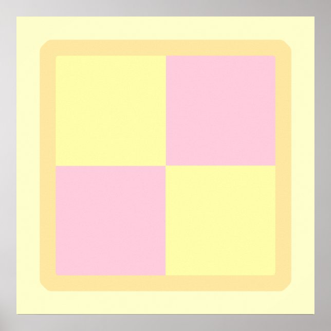 Battenburg Cake. Rosa und Gelb. Poster (Vorne)