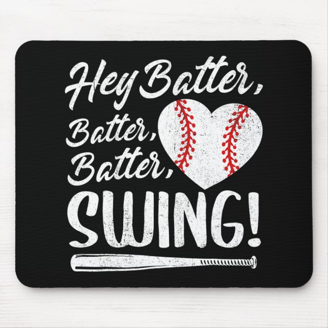 Batter Swing Baseball Herz Mama Niedlich Frauen Mo Mousepad (Vorne)