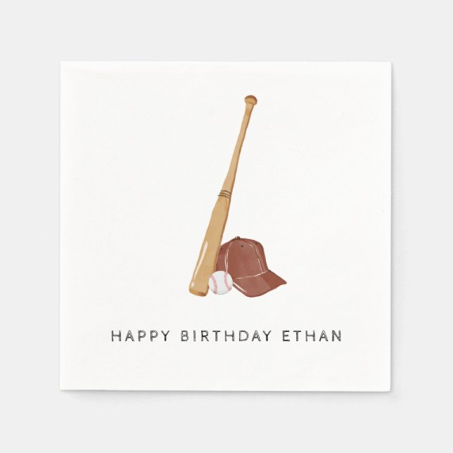 Batter Up Baseball Birthday  Serviette (Vorderseite)