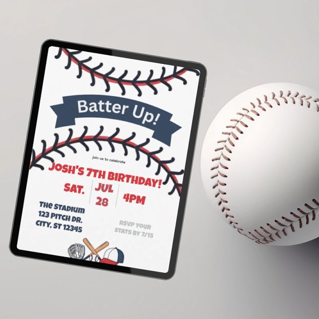 Batter Up Baseball Geburtstag Einladung (Von Creator hochgeladen)