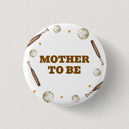 Batter Up Baseball Mother To Be Baby Shower Button