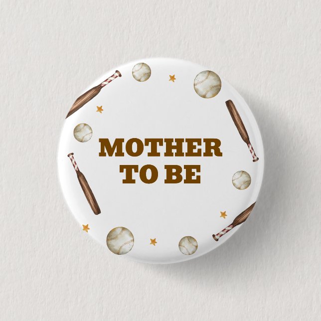 Batter Up Baseball Mother To Be Baby Shower  Button (Vorderseite)