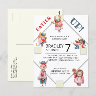 Batter Up! Baseball Sports Boys Birthday Party Inv Postkarte