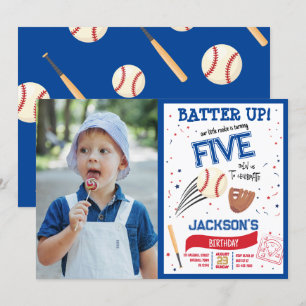 Batter Up Little Rookie Baseball Foto Geburtstag Einladung