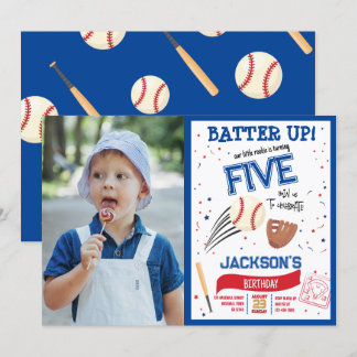 Batter Up Little Rookie Baseball Foto Geburtstag Einladung