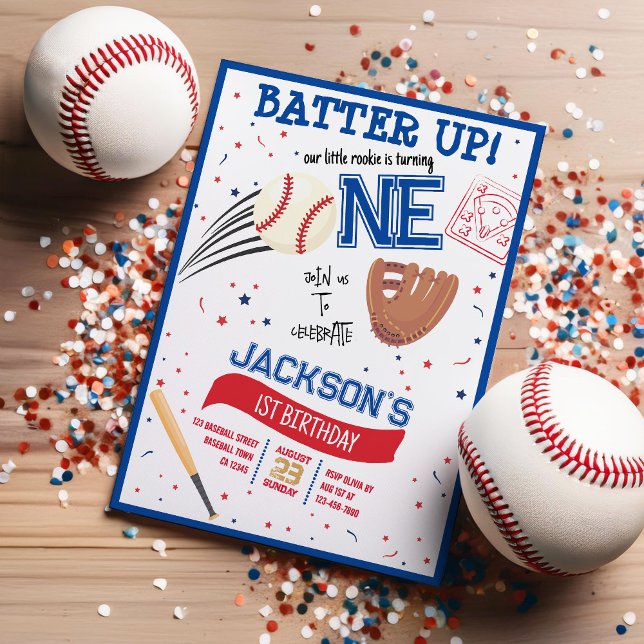 Batter Up Little Rookie Niedlich Baseball 1. Gebur Einladung (Von Creator hochgeladen)