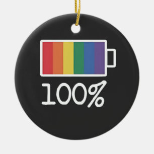 Batterie 100% Schwul Lustig LGBT Stolz Monat Gleic Keramik Ornament