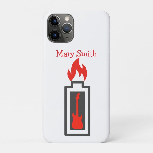 Batterie, Gitarre und Flamme Case-Mate iPhone Hülle (Rückseite)