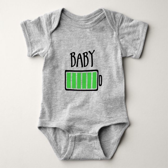 Batterie leer – Baby Strampler (Vorderseite)