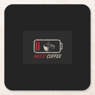 Batterie schwach, Kaffee benötigt – Rechteckiger Pappuntersetzer