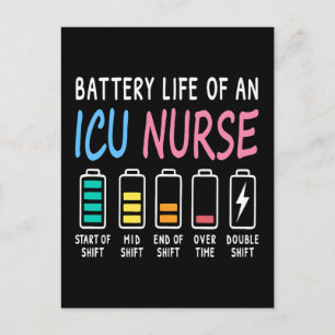 Batterielebensdauer eines Humorcharts für ICU-Kran Postkarte